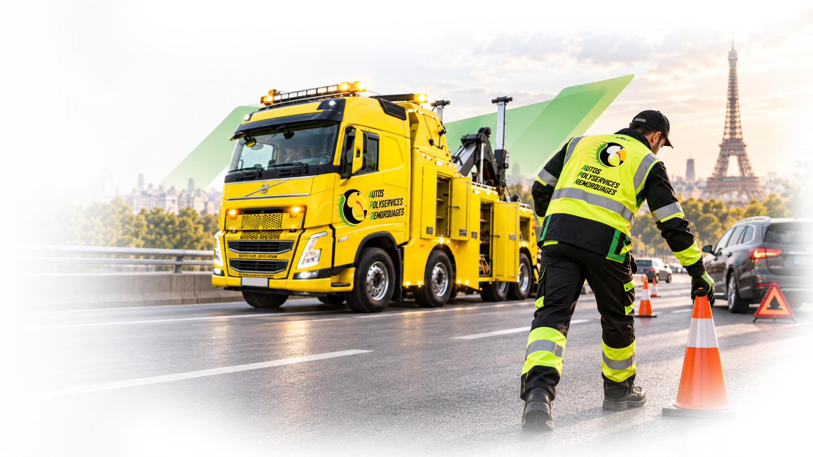 Technicien APR sécurisant une intervention sur la route à Paris